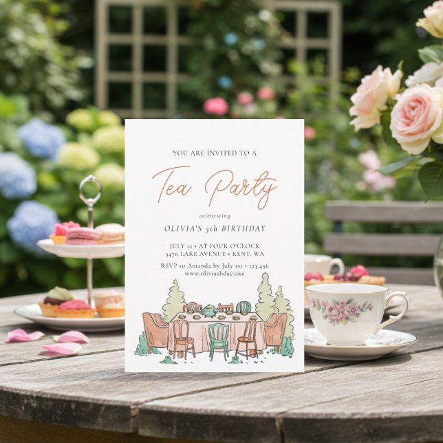 Tea party anniversaire de enfant doux Invitation (Créateur téléchargé)
