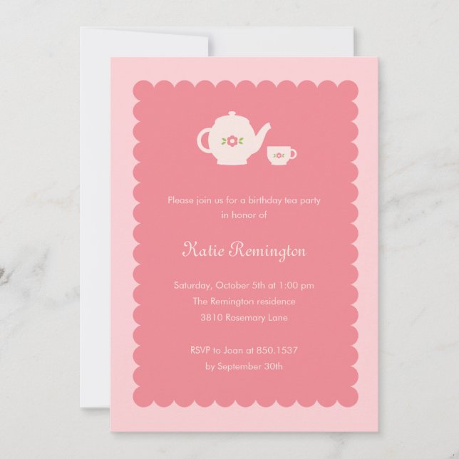Tea Party Anniversaire Invitation (Devant)