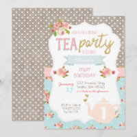 Tea Party Anniversaire Invitation