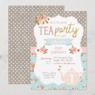 Tea Party Anniversaire Invitation
