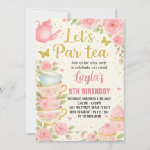 Tea Party Anniversaire Invitation
