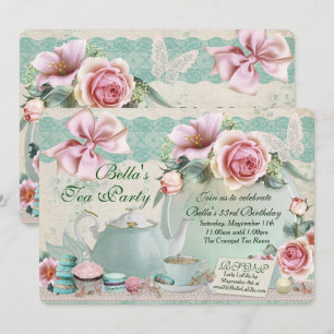 Tea Party Anniversaire Invitations