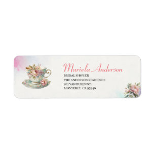 Tea Party Aquarelle rose or rose douche nuptiale