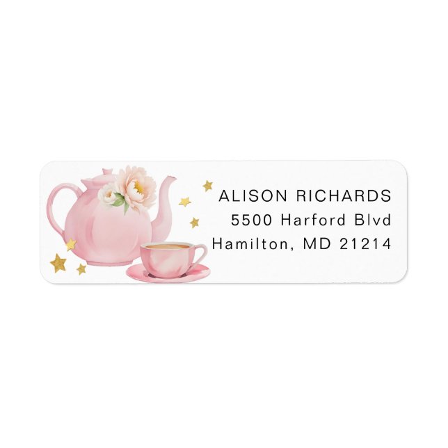 Tea Party Baby shower Adresse de retour Label (Devant)