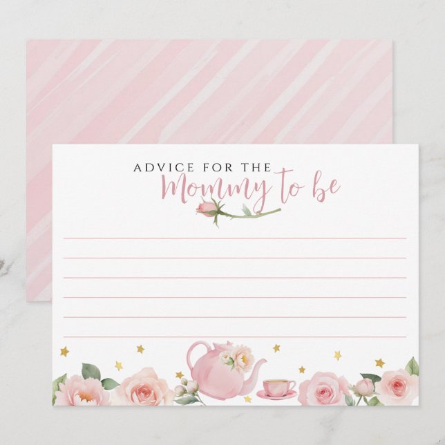 Tea Party Baby Shower Advice for the Mommy-to-Be  Card (Front/Back)