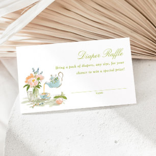 Tea Party Baby Shower Diaper Raffle  Enclosure Card