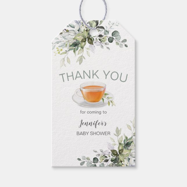 Tea party baby shower gift tags (Front)