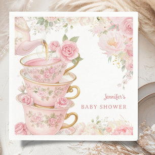 Tea Party Baby Shower Girl Blush Pink Floral Napkin