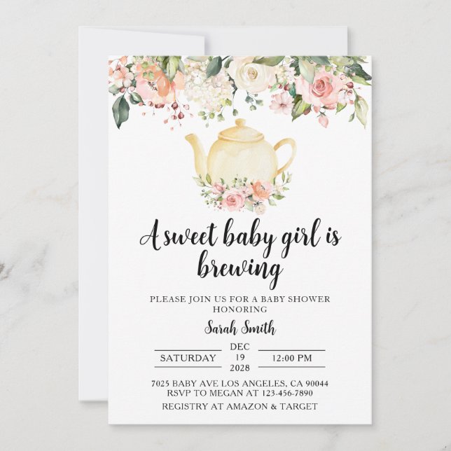 Tea Party Baby Shower Invitation (Front)