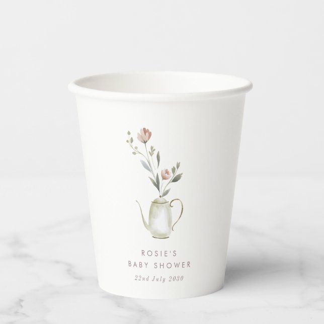 Tea Party Baby Shower Paper Cups (Front)