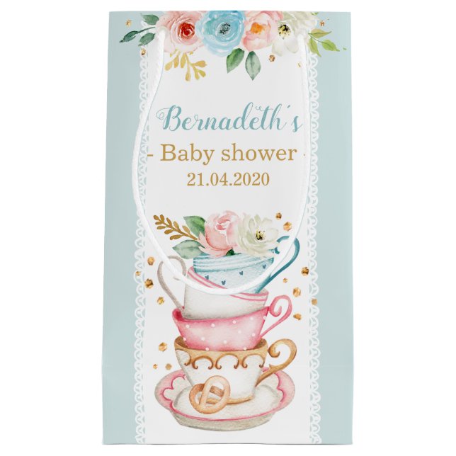Tea Party Baby shower petit sac cadeau (Devant)