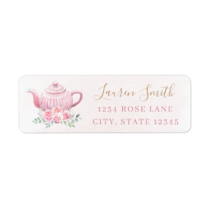 Tea Party Baby Shower Return Address Labels