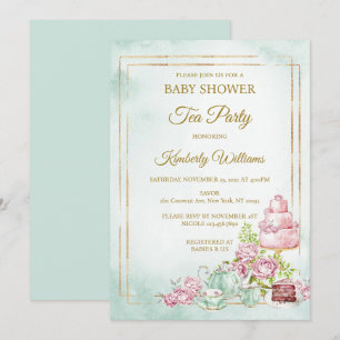 Tea Party Baby Shower Sprinkle Invitation