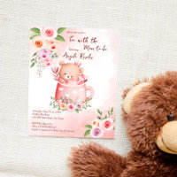 Tea party baby shower  teddy mug budget invite