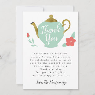 Tea Party Baby Shower Thank You Card