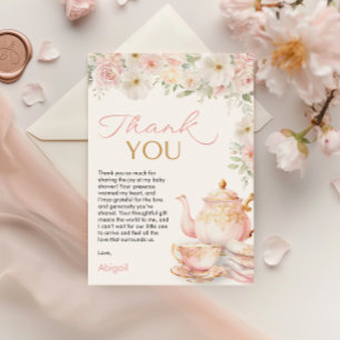 Tea Party Baby Shower Thank You Card