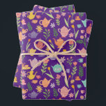 Tea Party Birthday Bridal Easter Spring Floral  Wrapping Paper Sheet<br><div class="desc">Cute custom gift wrap. Hand made art for you! Perfect for a tea party, bridal shower, bachelorette party, engagement party, easter, mothers day or birthday. Change the background colours if you like. THANK YOU FOR SUPPORTING INDEPENDENT ARTISTS! All artwork and designs are created by me. I love to draw and...</div>