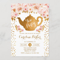Tea Party Birthday - Gold White