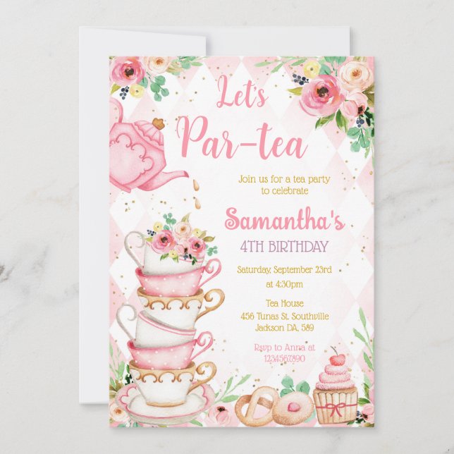 Tea Party Birthday Invitation (Devant)