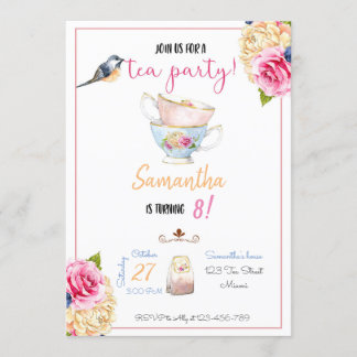 Tea Party Birthday Invitation, Tea Invitation