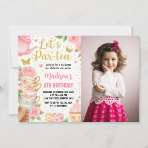 Tea Party Birthday Invitation with Matching Teacup
