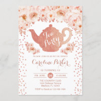 Tea Party Birthday - Rose Gold White