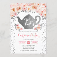 Tea Party Birthday - Silver White Pink