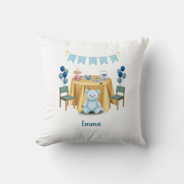 Tea Party Birthday Throw Pillow Gift (Front)