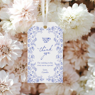Tea Party Blue Floral Bridal Shower Favour Gift Tags