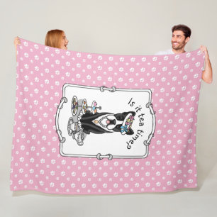 Tea Party Boston Terrier Dog (black) Cute Fleece Blanket
