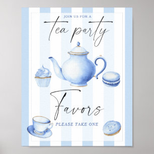 Tea Party Boy Baby shower Favors Poster