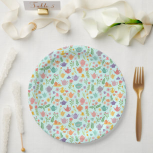 Tea Party Bridal Easter Spring Floral Colorful  Paper Plate