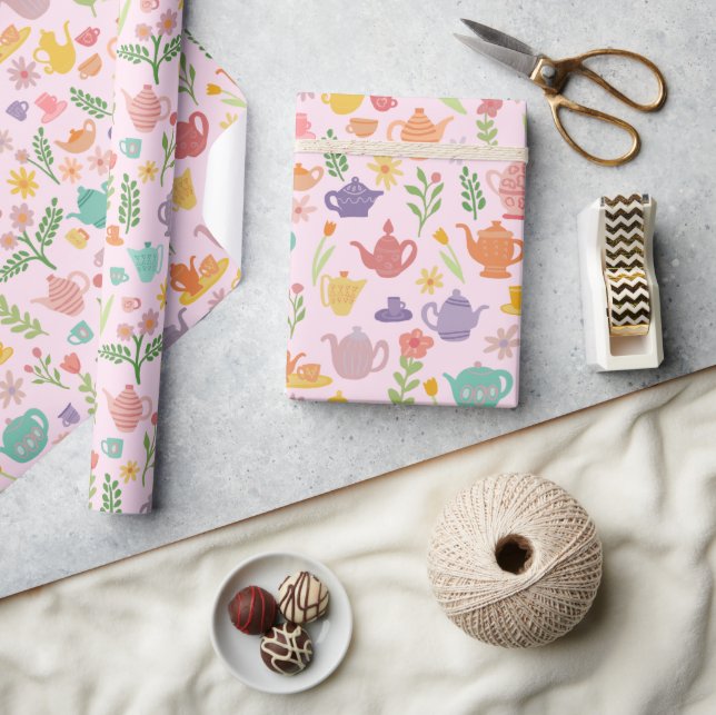 Tea Party Bridal Easter Spring Floral Colourful  Wrapping Paper (Crafts)