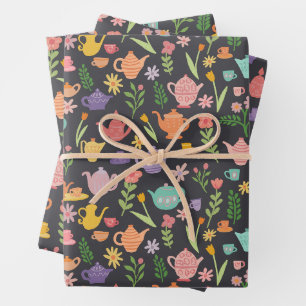 Tea Party Bridal Easter Spring Floral Colourful  Wrapping Paper Sheet