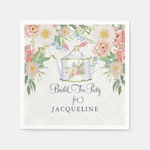 Tea Party Bridal Shower Elegant Watercolor Floral Napkin