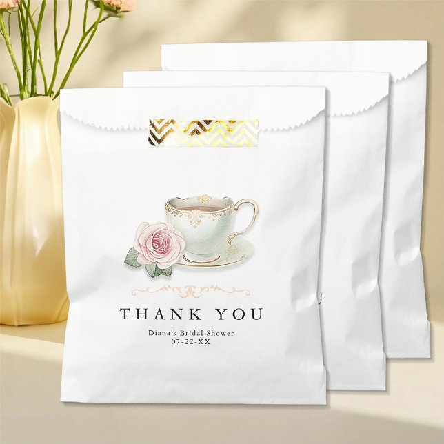 Tea Party Bridal Shower Favour Bag – Thank You  (Favor Bags)