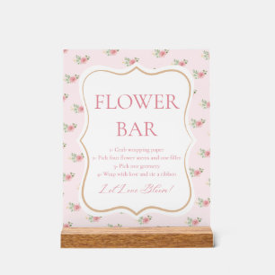 Tea Party Bridal Shower Flower Bar Acrylic Sign