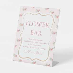 Tea Party Bridal Shower Flower Bar Pedestal Sign