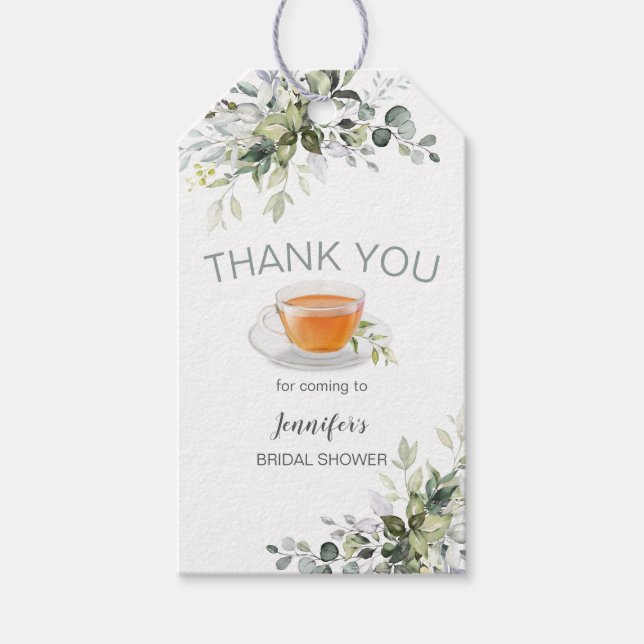 Tea party bridal shower gift tags (Front)