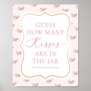 Tea Party Bridal Shower Guess How Many Kisses Poster