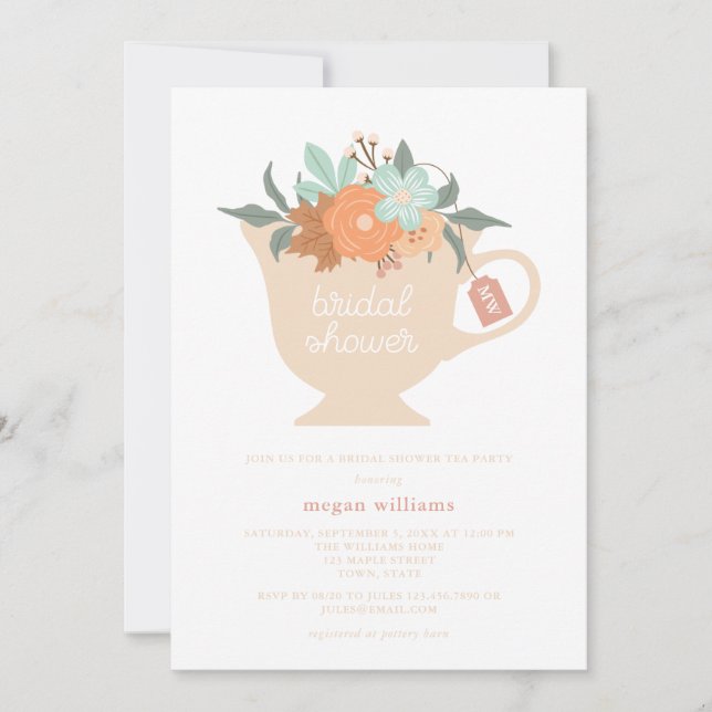 Tea Party Bridal Shower Invitation (Front)