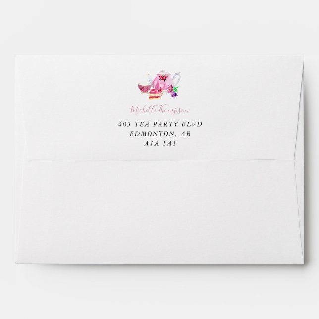 Tea Party Bridal Shower Personalized Custom Envelope (Back (Top Flap))
