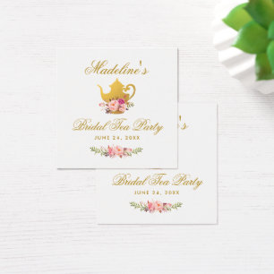 Tea Party Bridal Shower Pink Floral & Gold Tags