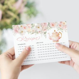Tea Party Bridal Shower Recipe Enclosure Card