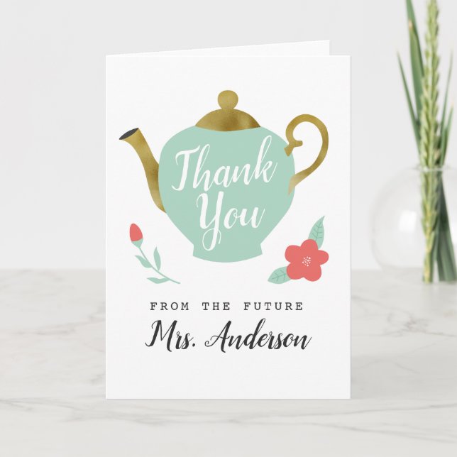 Tea Party Bridal Shower Thank You Card (Front)