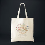 Tea Party Bridal Shower Tote Bag<br><div class="desc">Let Your Special Day Blossom with Tea Party Bridal Shower Tote Bag! This design features stunning hand-painted watercolor florals in hues of deep purple, dusty blue, and blush pink with sage greenery. Whether you're hosting a garden party or a cozy, intimate gathering, this beautiful sticker design will bring a special...</div>