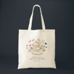 Tea Party Bridal Shower Tote Bag<br><div class="desc">Let Your Special Day Blossom with Tea Party Bridal Shower Tote Bag! This design features stunning hand-painted watercolor florals in hues of deep purple, dusty blue, and blush pink with sage greenery. Whether you're hosting a garden party or a cozy, intimate gathering, this beautiful sticker design will bring a special...</div>