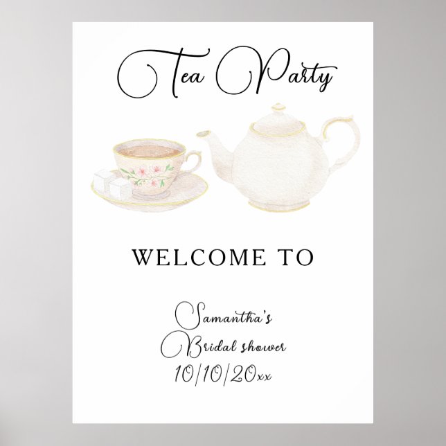Tea Party Bridal shower Welcome Poster (Front)