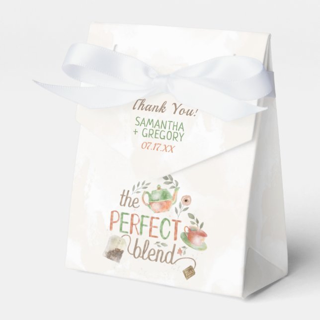 Tea Party Bridal Wedding Shower The Perfect Blend Favor Box (Front Side)