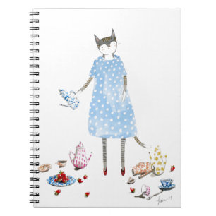 Tea Party Cat in a Karen Walker Dress Notebook
